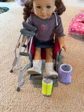 Girl Doll Wheelchair Playset with Accessories - Silver & Gray